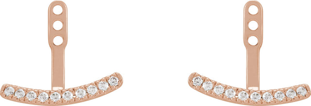 14K Gold Round Lab-Grown Diamond Curved Bar Earring Jackets - Rose Gold - view 2