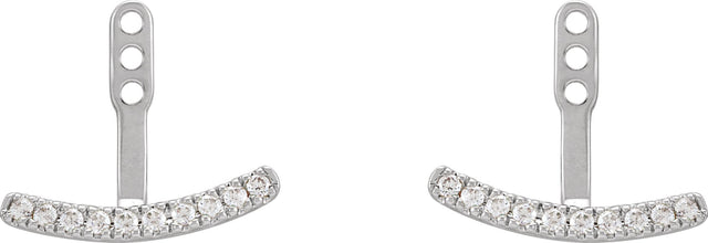 14K Gold Round Lab-Grown Diamond Curved Bar Earring Jackets - White Gold - view 2