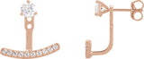 14K Gold Round Lab-Grown Diamond Curved Bar Earring Jackets - Rose Gold - view 3