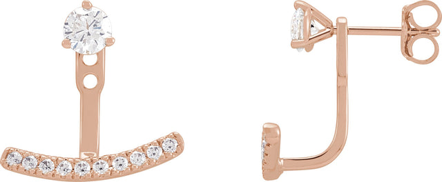 14K Gold Round Lab-Grown Diamond Curved Bar Earring Jackets - Rose Gold - view 3