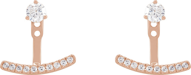 14K Gold Round Lab-Grown Diamond Curved Bar Earring Jackets - Rose Gold - view 4