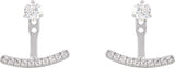 14K Gold Round Lab-Grown Diamond Curved Bar Earring Jackets - White Gold - view 4