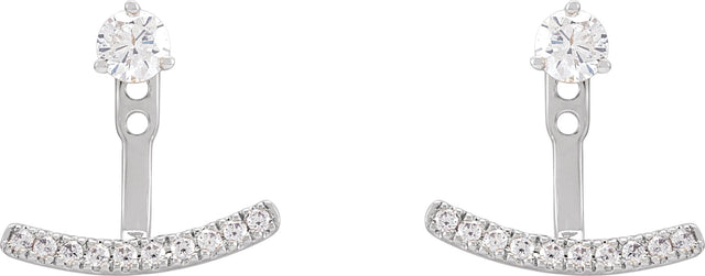 14K Gold Round Lab-Grown Diamond Curved Bar Earring Jackets - White Gold - view 4