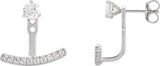 14K Gold Round Lab-Grown Diamond Curved Bar Earring Jackets - White Gold - view 3