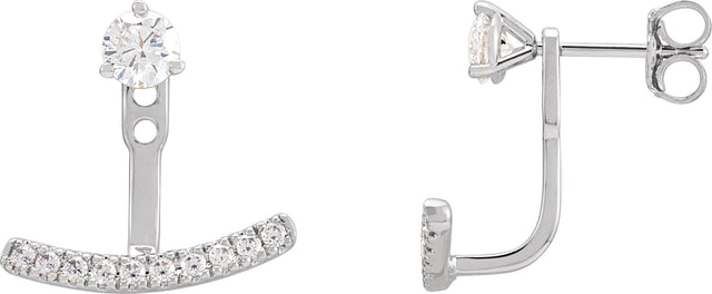 14K Gold Round Lab-Grown Diamond Curved Bar Earring Jackets - White Gold - view 3