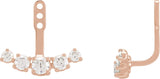 14K Gold Round Lab-Grown Diamond Bar Earring Jackets - Rose Gold