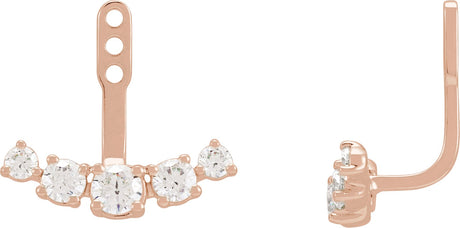 14K Gold Round Lab-Grown Diamond Bar Earring Jackets - Rose Gold