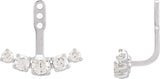 14K Gold Round Lab-Grown Diamond Bar Earring Jackets - White Gold