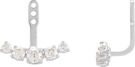 14K Gold Round Lab-Grown Diamond Bar Earring Jackets - White Gold