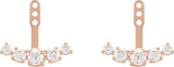 14K Gold Round Lab-Grown Diamond Bar Earring Jackets - Rose Gold - view 2