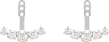 14K Gold Round Lab-Grown Diamond Bar Earring Jackets - White Gold - view 2