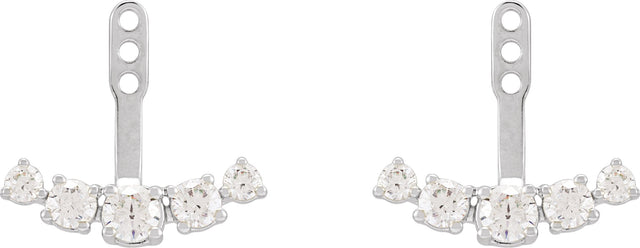 14K Gold Round Lab-Grown Diamond Bar Earring Jackets - White Gold - view 2