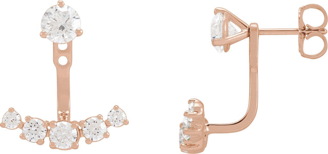 14K Gold Round Lab-Grown Diamond Bar Earring Jackets - Rose Gold - view 3