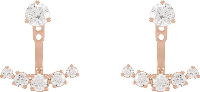 14K Gold Round Lab-Grown Diamond Bar Earring Jackets - Rose Gold - view 4