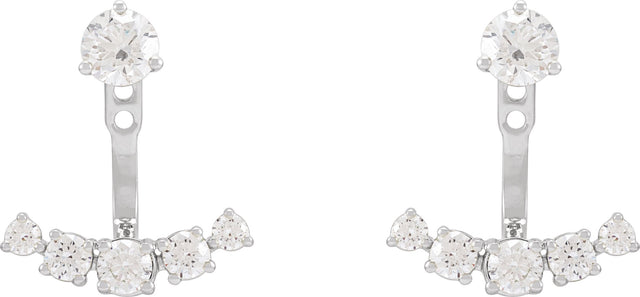 14K Gold Round Lab-Grown Diamond Bar Earring Jackets - White Gold - view 4
