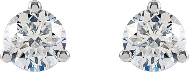 14K Gold Lab-Grown Diamond Round 3-Prong Cocktail-Style Stud Earrings – 2.5-7.5mm Stones - White Gold - view 4