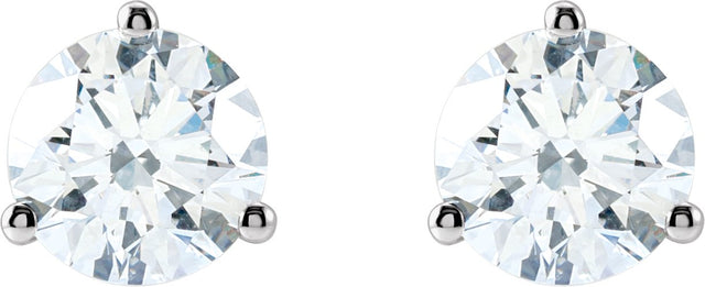 14K Gold Lab-Grown Diamond Round 3-Prong Cocktail-Style Stud Earrings – 2.5-7.5mm Stones - White Gold - view 4