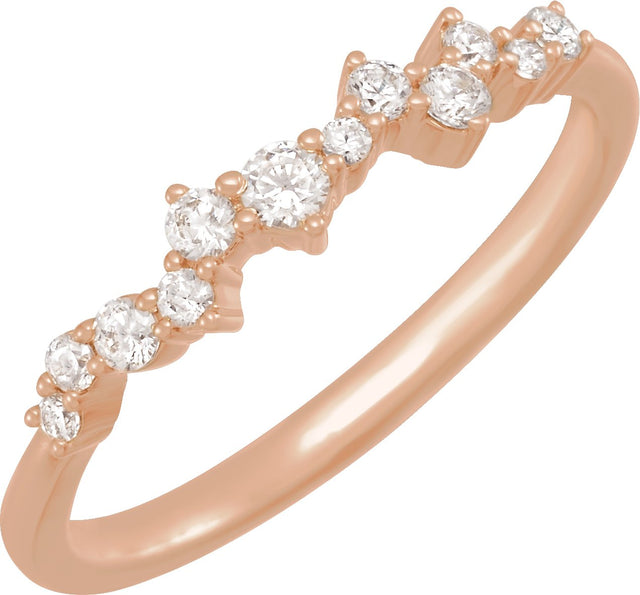 14K Gold Round Lab-Grown Diamond Scattered Stackable Ring - Rose Gold