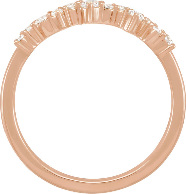 14K Gold Round Lab-Grown Diamond Scattered Stackable Ring - Rose Gold - view 2