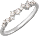 14K Gold Round Lab-Grown Diamond Scattered Stackable Ring - White Gold