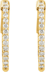 14K Gold Round Lab-Grown Diamond Inside-Outside Hoop Earrings - Yellow Gold - view 4