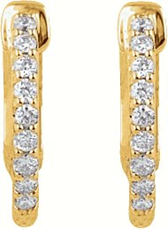 14K Gold Round Natural Diamond Inside-Outside Hoop Earrings – 1.3-2.6mm Stones - Yellow Gold - view 4