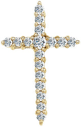 14K Gold Round Natural Diamond Accented Cross Pendant – 1/3 CTW - White Gold - view 3