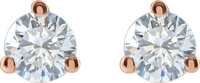 14K Gold Lab-Grown Diamond Round 3-Prong Cocktail-Style Stud Earrings – 2.5-7.5mm Stones - Rose Gold - view 4