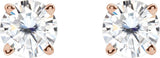 14K Gold Lab-Grown Moissanite Round 4-Prong Lightweight Stud Earrings - Rose Gold - view 6