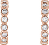 14K Gold Round Lab-Grown Diamond Bezel-Set Hoop Earrings - Rose Gold - view 4