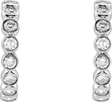 14K Gold Round Lab-Grown Diamond Bezel-Set Hoop Earrings - White Gold - view 4