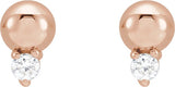14K Gold Round Natural Diamond Accented Bead Earrings - Rose Gold - view 4