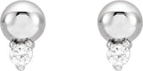 Platinum Round Natural Diamond Accented Bead Earrings - view 4