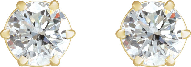 14K Gold Lab-Grown Diamond Round 6-Prong Stud Earrings - Yellow Gold - view 4