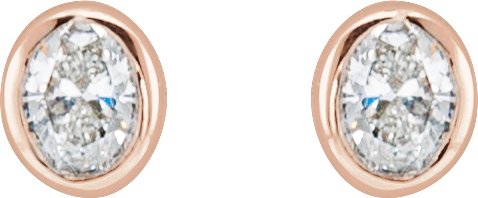 14K Gold Lab-Grown Diamond Oval Bezel-Set Stud Earrings - Rose Gold - view 4