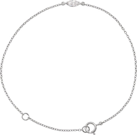 14K Gold Marquise Lab-Grown Diamond Bracelet - White Gold