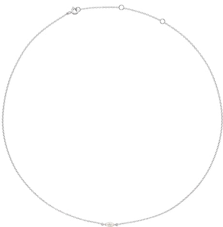 14K Gold Marquise Lab-Grown Diamond Necklace - White Gold