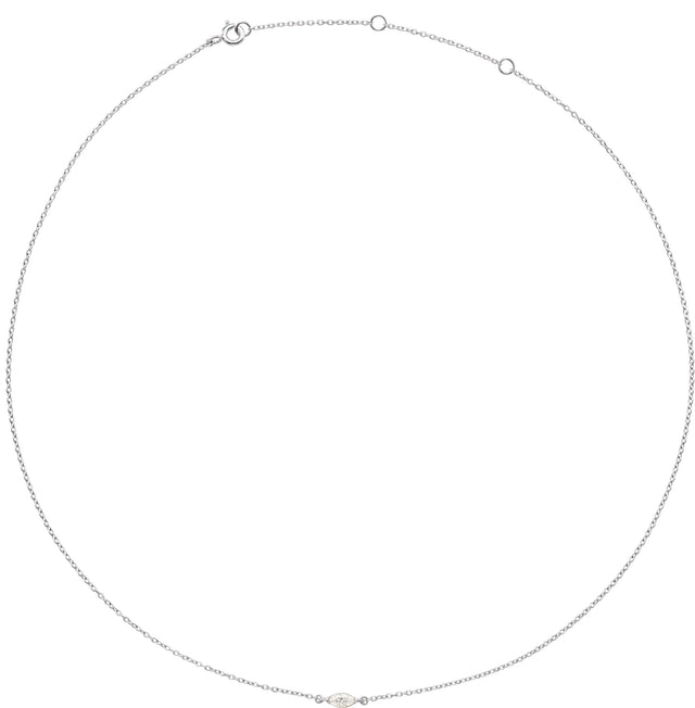 14K Gold Marquise Lab-Grown Diamond Necklace - White Gold