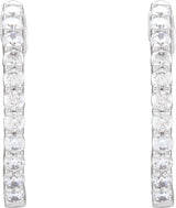 14K Gold Round Lab-Grown Diamond Inside-Outside Hoop Earrings – up to 1/2 CTW - White Gold - view 7