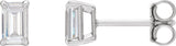 14K Gold Emerald Lab-Grown Diamond Stud Earrings - White Gold