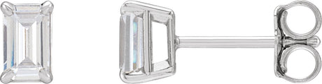 14K Gold Emerald Lab-Grown Diamond Stud Earrings - White Gold