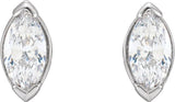 14K Gold Marquise Lab-Grown Diamond Stud Earrings - White Gold - view 2