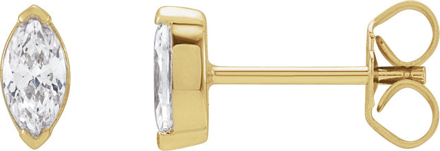 14K Gold Marquise Lab-Grown Diamond Stud Earrings - Yellow Gold