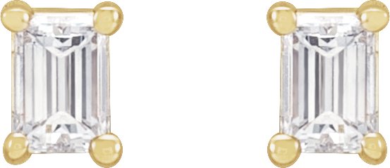 14K Gold Natural Diamond Straight Baguette 4-Prong Stud Earrings - Yellow Gold - view 4