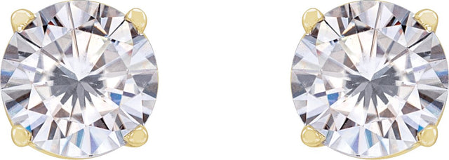 14K Gold Lab-Grown Moissanite Round 4-Prong Lightweight Stud Earrings - Yellow Gold - view 6