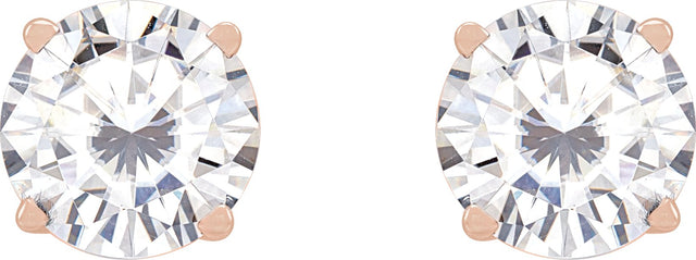 14K Gold Lab-Grown Moissanite Round 4-Prong Lightweight Stud Earrings - Rose Gold - view 6