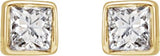 14K Gold Natural Diamond Square Bezel-Set Stud Earrings - Yellow Gold - view 4