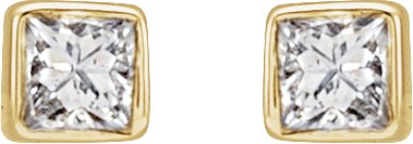 14K Gold Natural Diamond Square Bezel-Set Stud Earrings - Yellow Gold - view 4