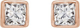 14K Gold Natural Diamond Square Bezel-Set Stud Earrings - Rose Gold - view 4