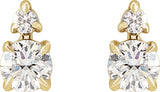 14K Gold Round Lab-Grown Diamond Earrings – 3.5-4.5mm Stones - Yellow Gold - view 2